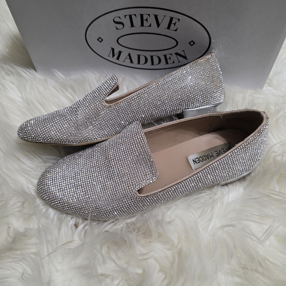 Steve Madden Women's Silver Crystal Embellished Loafers